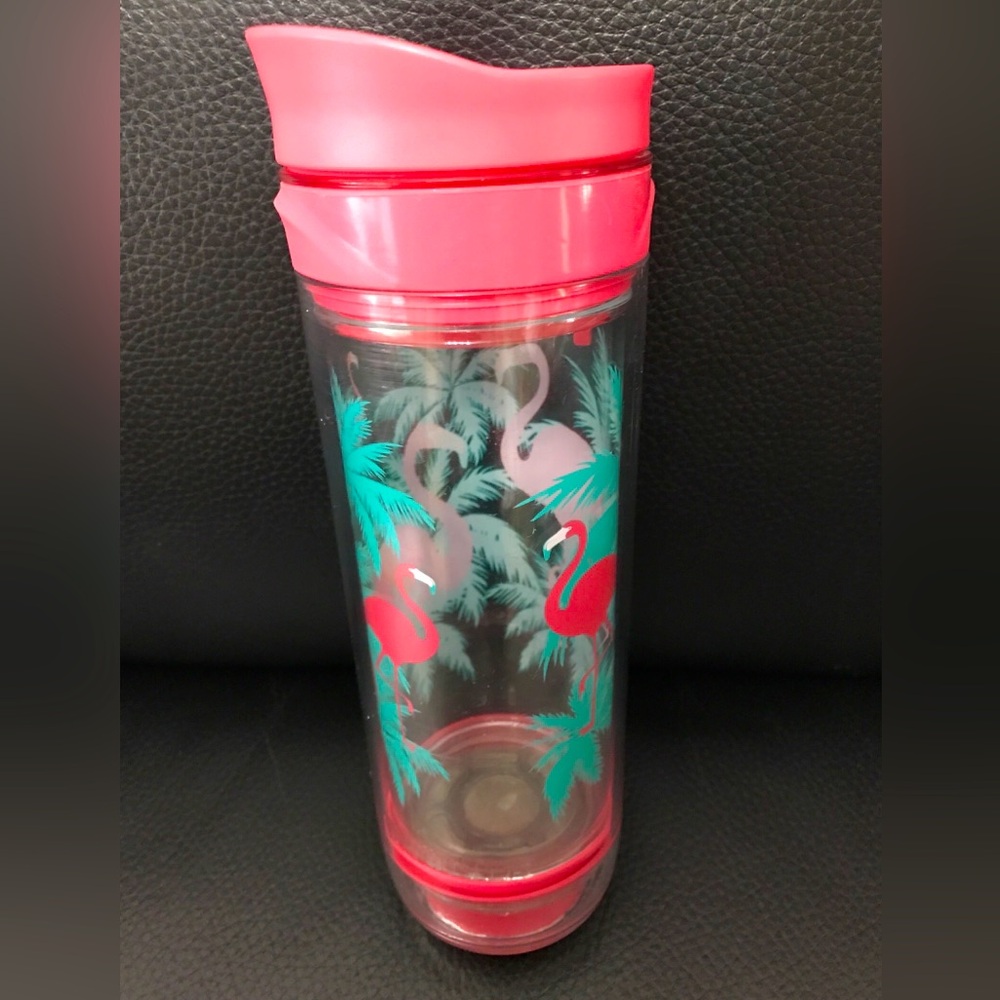 David’s Tea ice tea tumbler flamingo pink 16 Oz Excellent!